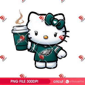 Philadelphia Eagles Hello Kitty With Coffee PNG