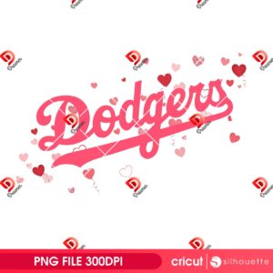 Pink LA Dodgers Logo PNG, Los Angeles Dodgers Logo Valentines Day PNG, Love Dodgers PNG