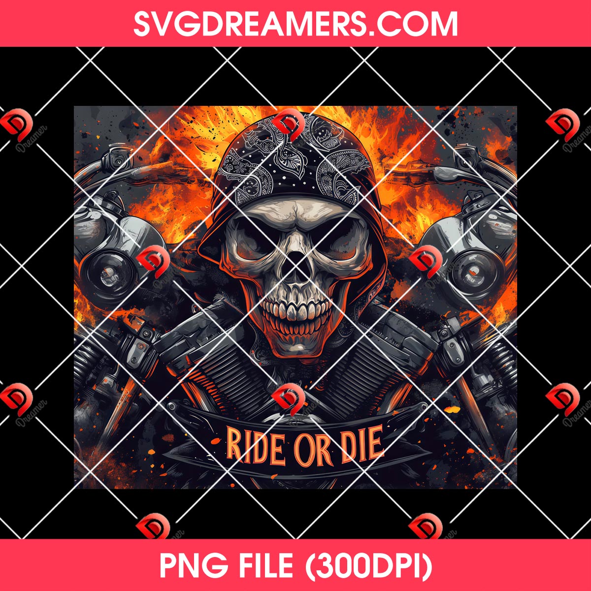 Skull Ride Or Die PNG Design 2 Skull Ride Or Die PNG Design