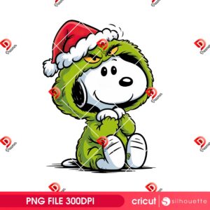 Snoopy Wearing Grinch Outfit PNG, Peanuts Snoopy Merry Christmas 2025 PNG