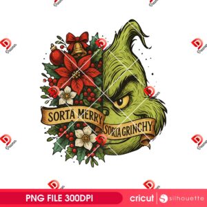 Sorta Merry Sorta Grinchy PNG, Retro Grinch Christmas PNG, Trending Grinch Merry Xmas 2025 PNG