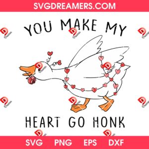 You Make My Heart Go Honk SVG PNG, Funny Valentine Goose SVG PNG, Pink Coquette Valentine PNG SVG