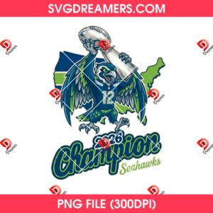 2026 Champions Seahawks PNG, Seattle Seahawks NFL Football PNG Design