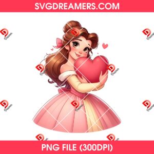 Beauty And The Beast Valentine PNG Bundle, Disney Belle Princess Valentine Bundle PNG