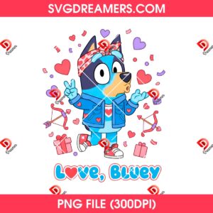 Bluey Dog Valentine PNG, Love Bluey PNG