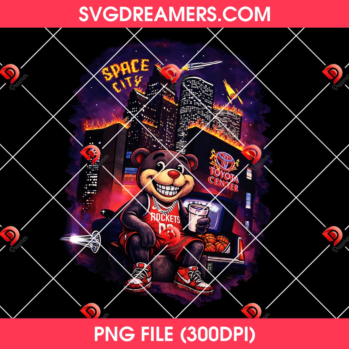 Cartoon Bear Houston Rockets Basketball PNG 1 Cartoon Bear Houston Rockets Basketball PNG