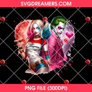 Couple Harley Quinn And Joker PNG Bundle Valentines Day Horror Couple PNG Bundle 5