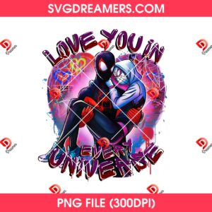 Couple Spiderman Valentine PNG, Love You In Every Universe PNG