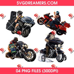 Custom Motorcycle Illustration PNG, Biker With Speaker Motorcycle PNG, Cartoon Style Motorbike Art PNG