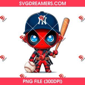 Deadpool New York Yankees PNG, Baseball Superhero Deadpool Yankees PNG