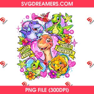Dinosaur Friends PNG, Cute Dino Cartoon PNG, Dino Love Illustration PNG