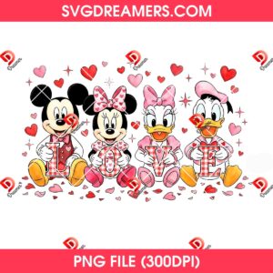 Disney Characters Love PNG, Valentines Day Mickey Friends PNG