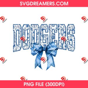 Dodgers Floral Blue Water Color Coquette Bow PNG