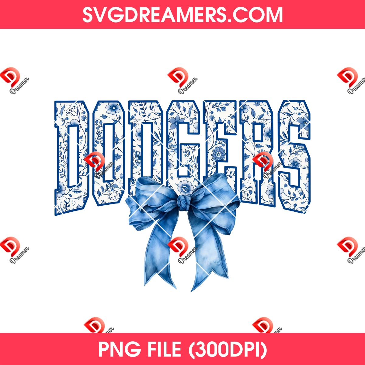 Dodgers Floral Blue Water Color Coquette Bow PNG 2 Dodgers Floral Blue Water Color Coquette Bow PNG