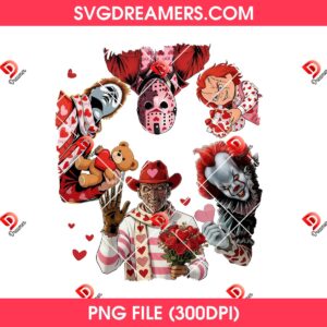 Funny Horror Valentines Day PNG, Retro Horror Killers Valentine PNG