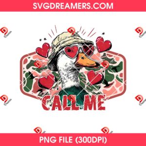 Goose Heart Call Me PNG, Goose Valentines Day PNG