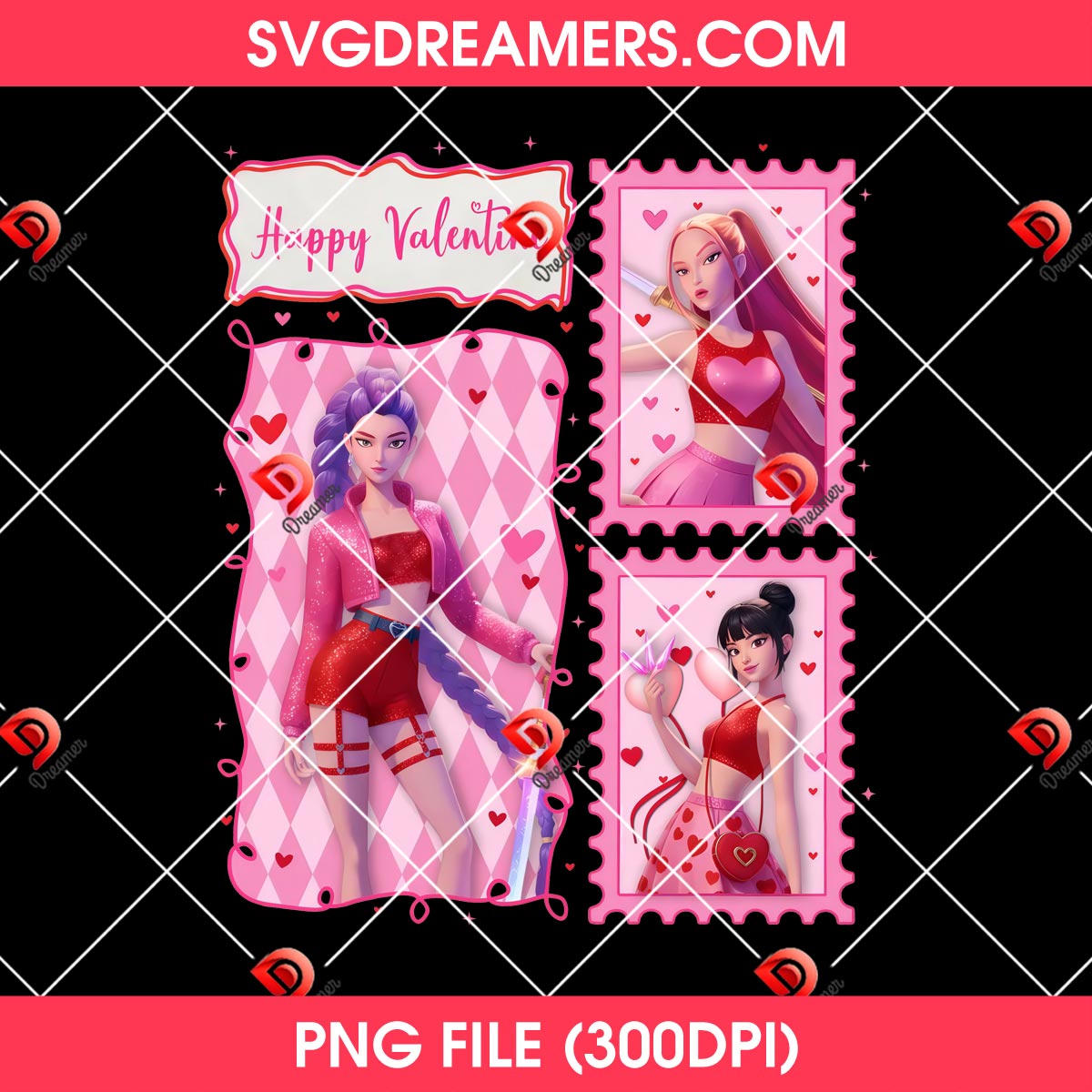 Bundle Huntrix Valentines Day PNG, Kpop Demon Hunters Valentine PNG Bundle 19 Happy Valentine Huntrix Saja Girls PNG, Kpop Demon Hunters Valentine Anime Girls PNG