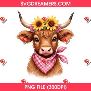Highland Cow With Sunflower PNG Bundle 16 Highland Cow With Sunflower PNG Bundle
