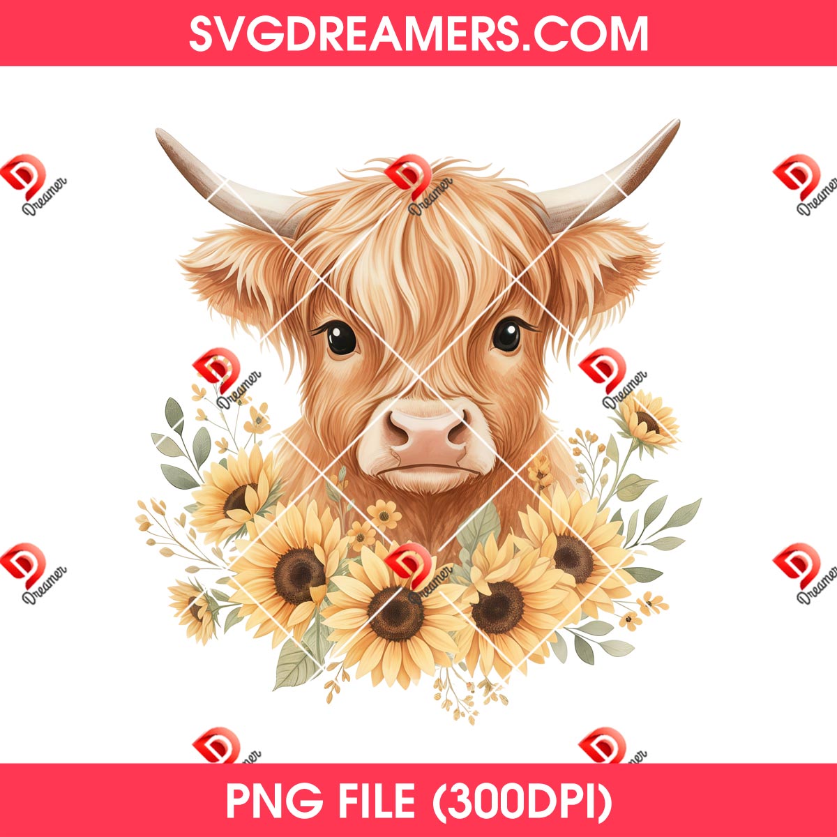 Highland Cow With Sunflower PNG Bundle 9 Highland Cow With Sunflower PNG Bundle 8