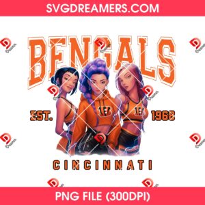 Huntrix Football Bengals PNG, NFL Kpop Demon Hunters PNG, Saja Girls Cincinnati Bengals Team PNG