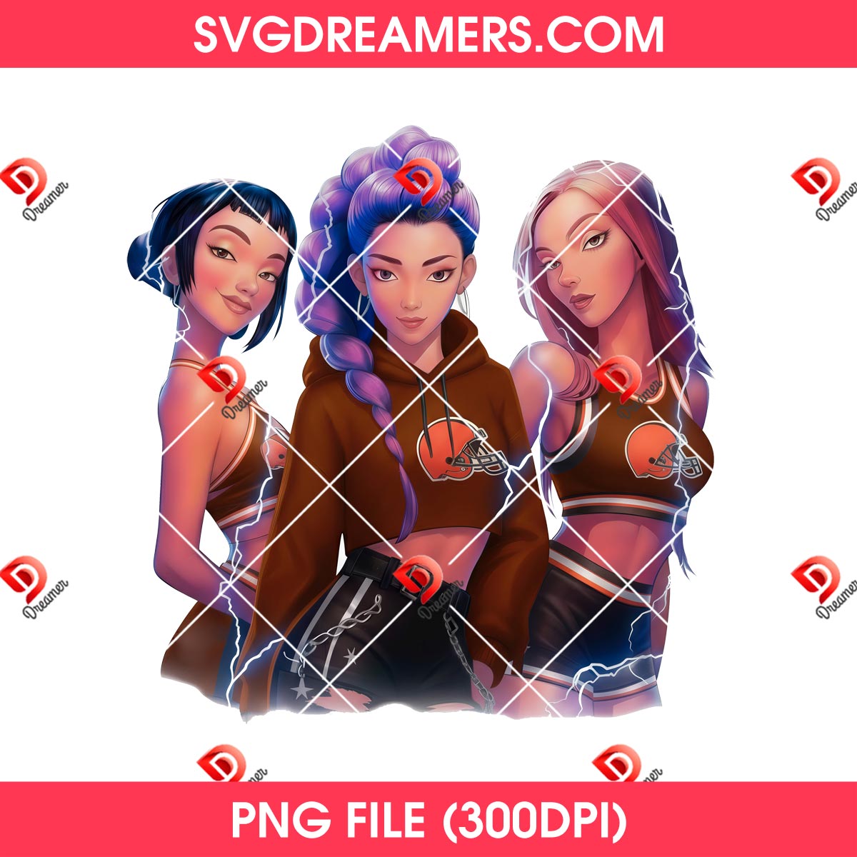 Huntrix Football Browns PNG, NFL Kpop Demon Hunters PNG, Saja Girls Cleveland Browns Team PNG 2 Huntrix Football Browns PNG, NFL Kpop Demon Hunters PNG, Saja Girls Cleveland Browns Team PNG