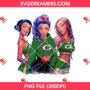 Huntrix Football Green Bay Packers PNG, Saja Girls Kpop Demon Hunter Packers NFL Sport PNG 3 Huntrix Football Green Bay Packers PNG, Saja Girls Kpop Demon Hunter Packers NFL Sport PNG