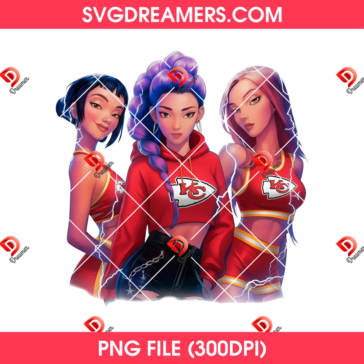 Huntrix Football Kansas City Chiefs PNG, Saja Girls Kpop Demon Hunter Chiefs NFL Sport PNG 2 Huntrix Football Kansas City Chiefs PNG Saja Girls Kpop Demon Hunter Chiefs NFL Sport PNG