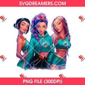 Huntrix Football Miami Dolphins PNG, Saja Girls Kpop Demon Hunter Dolphins NFL Sport PNG