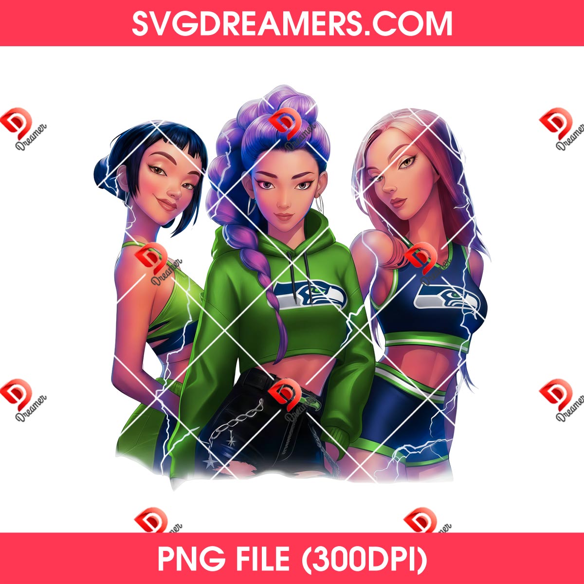 Huntrix Football Seattle Seahawks PNG, Saja Girls Kpop Demon Hunter Seahawks NFL Sport PNG 2 Huntrix Football Seattle Seahawks PNG, Saja Girls Kpop Demon Hunter Seahawks NFL Sport PNG
