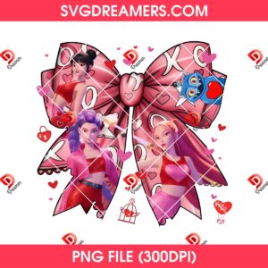 Huntrix Kpop Pink Coquette Valentine PNG, Saja Girls Demon Hunters Coquette Bow Heart PNG