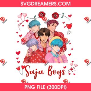 Kpop Huntrix Valentine Saja Boys PNG, Demon Hunters Anime Boys Valentines Day PNG