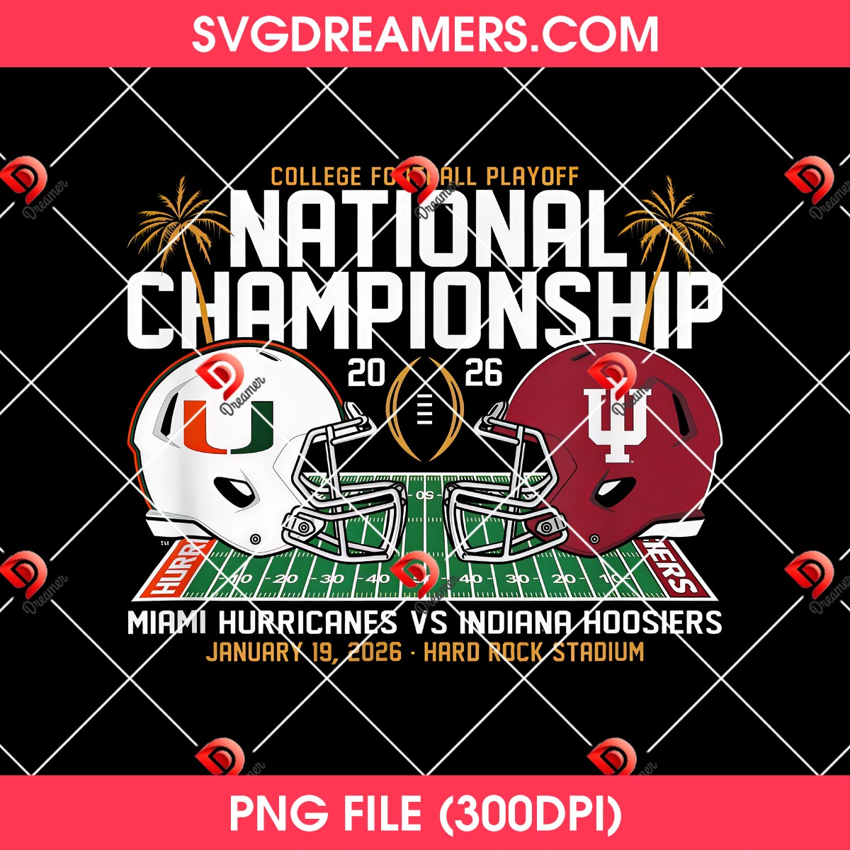 Miami Hurricans VS Indiana Hoosiers PNG, National Championship 2026 PNG 1 Miami Hurricans VS Indiana Hoosiers PNG, National Championship 2026 PNG