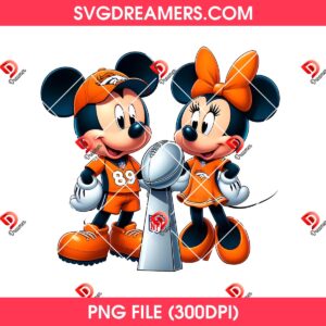 Mickey And Minnie Denver Broncos Champions 2026 PNG, Disney Couple Mouse Broncos NFL Super Bowl LX PNG