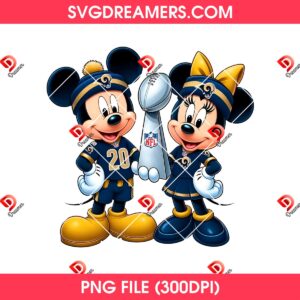 Mickey And Minnie LA Rams Champions 2026 PNG, Disney Couple Mouse Los Angeles Rams NFL Super Bowl LX PNG