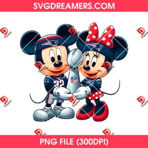 Mickey And Minnie New England Patriots Champions 2026 PNG, Disney Couple Mouse Patriots NFL Super Bowl LX PNG