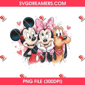 Mickey Minnie Heart PNG, Valentines Day Disney Mickey Mouse Couple PNG