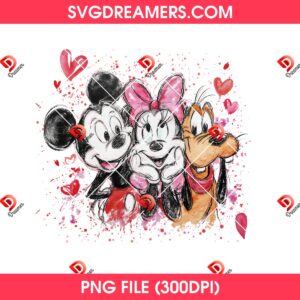 Mickey Minnie Heart PNG, Valentines Day Disney Mickey Mouse Couple PNG