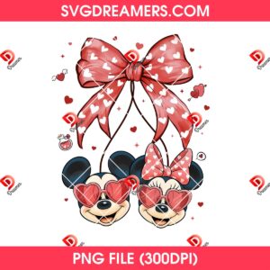 Mickey Minnie Valentine Coquette Bow PNG, Disney Couple Mouse Valentine PNG