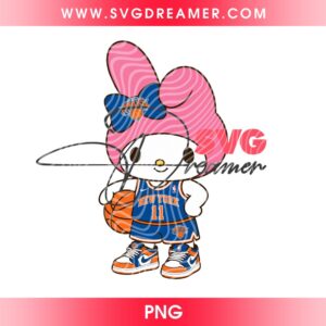 Bundle Sanrio Cartoon New York Knicks Basketball PNG, NY Knicks 2026 Kuromi My Melody Cinnamoroll PNG 11 My Melody Knicks