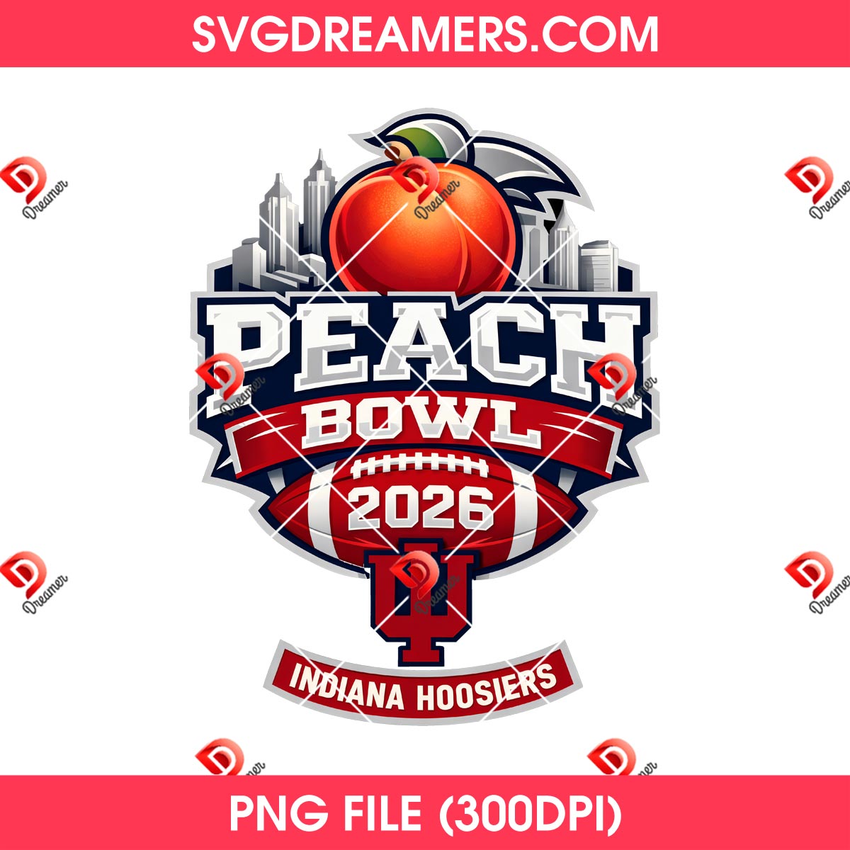 Peach Bowl 2026 Indiana Hoosiers PNG Design 2 Peach Bowl 2026 Indiana Hoosiers PNG Design