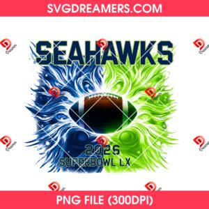Seahawks Super Bowl LX 2026 PNG, Seattle Seahawks Football Champions 2026 PNG