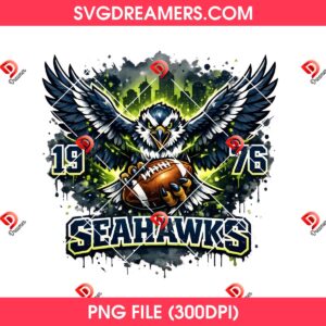 Seattle Seahawks Football PNG Design, Lightning Hawk Mascot PNG, Game Day Seahawks PNG