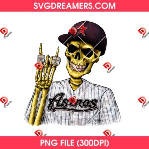 Skeleton Astros Baseball PNG Design, Houston Astros Sport Skull Player PNG