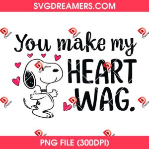 Snoopy You Make My Heart Wag PNG, Valentines Day Peanuts Cartoon PNG