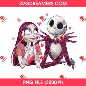 Valentine Nightmare Couple PNG, Jack Skellington Sally Nightmare Valentines Day PNG