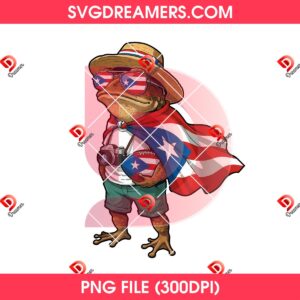 Bad Bunny Frog Puerto Rico Flag PNG Design, Benito Bowl Concho Frog PNG File