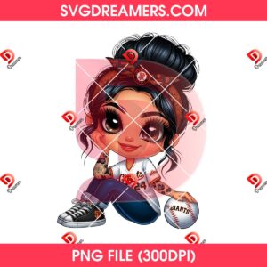 Chicana San Francisco Giants PNG, Cute Cartoon Girl Giants Baseball PNG