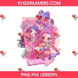 Cute Anime Kpop Huntrix PNG, Saja Girls And Derpy Tiger PNG, Demon Hunters Kpop Music PNG