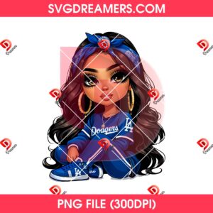 Cute Chicana Dodgers PNG Los Angeles Dodgers Baseball Cartoon Girl PNG 2