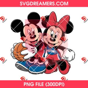 Detroit Pistons Mickey Minnie PNG, Disney Couple Basketball Pistons PNG